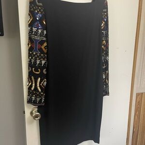 Vintage A J Bari Dress With Beaded Sleeves, Lined Size 10, good condition